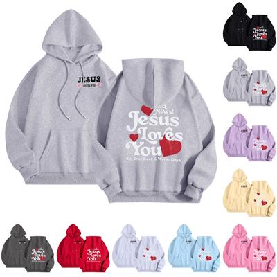 Roupa casual feminina de moletom com capuz estampado de manga comprida