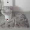 Non Dye Tie Slip Mat Fluffy Plush Bathroom Toilet Seat Cover Carpet 3 Piece Set