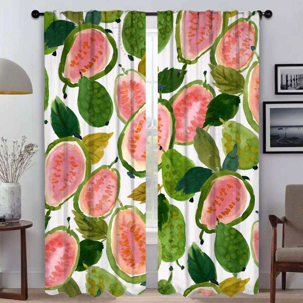 Akvarell Blommig Gardiner för Sovrumsfönster Gardin för Rum 2 Panel Skärmar Heminredningsgardiner Avdelare Vardagsrum Kök