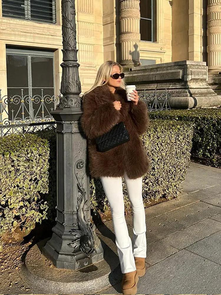 Giacca da donna in ecopelliccia Cappotto da donna in pelliccia Giacca da donna antivento e calda Stile moda Autunno e Inverno