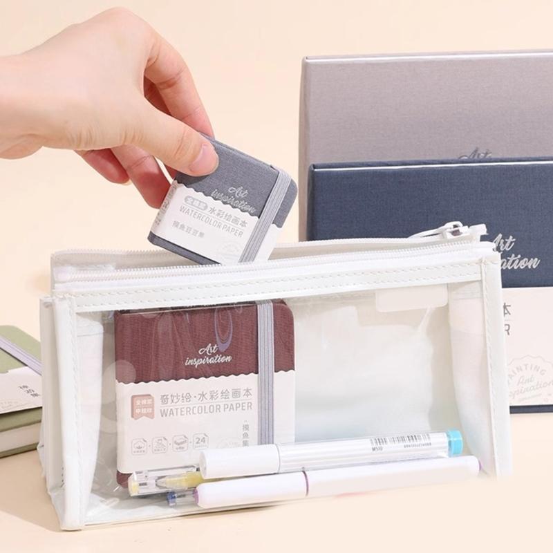 Hardcover Watercolor Paper Pad 24 Sheets Cotton Paper Watercolor Sketchbook Pocket Sketchpad for Artists Student Drawing