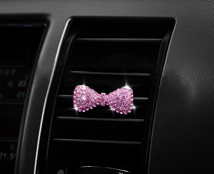 

Color drill bowknot Style car air freshener perfume bottle diffuser in the auto Air conditioner outlet vent air Perfume clip розовый
