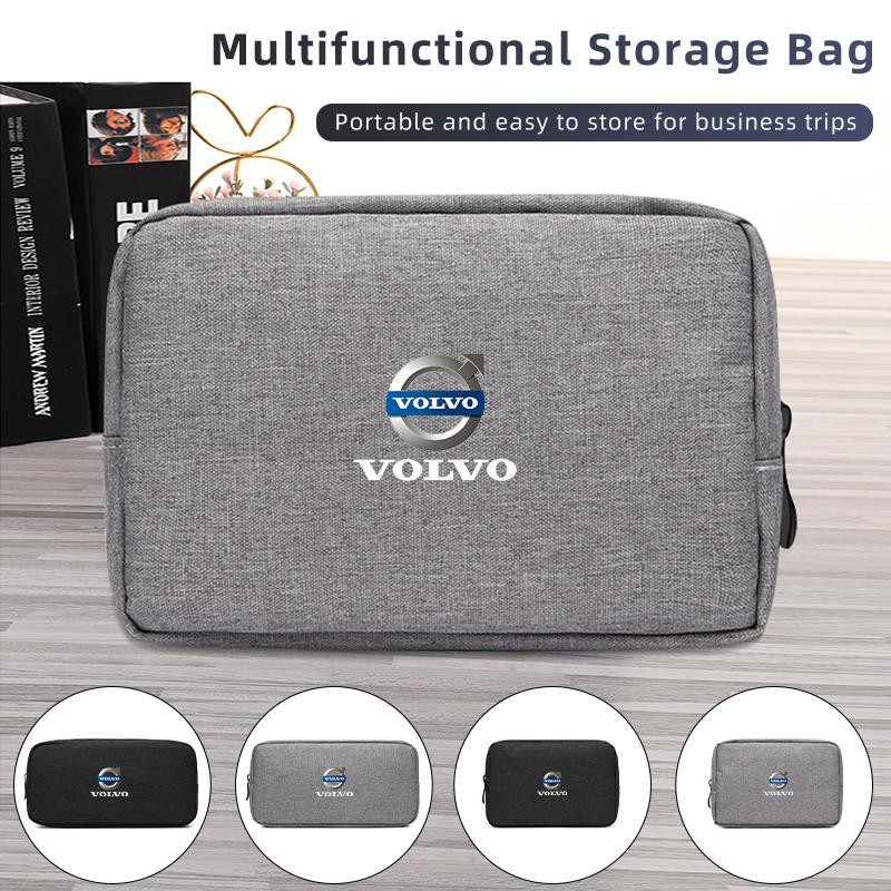 Cars Accessories Three-layer Charger Data Cable Organizer Bag For Volvo XC60 S60 V40 V50 V60 XC40 V70 XC90 V90 S90 S80 C30 S40