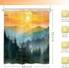 Sunrise Mountain Shower Curtain Forest Landscape Golden Sky Nature Art Warm Tone Bath Decor Waterproof Fabric Boho Style