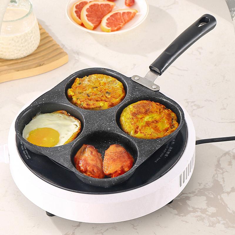 Egg Burger Frying Pan Nonstick Wooden Handle Multifunctional Kitchen Cookware for Pancake Burger Breakfast Universal Stove
