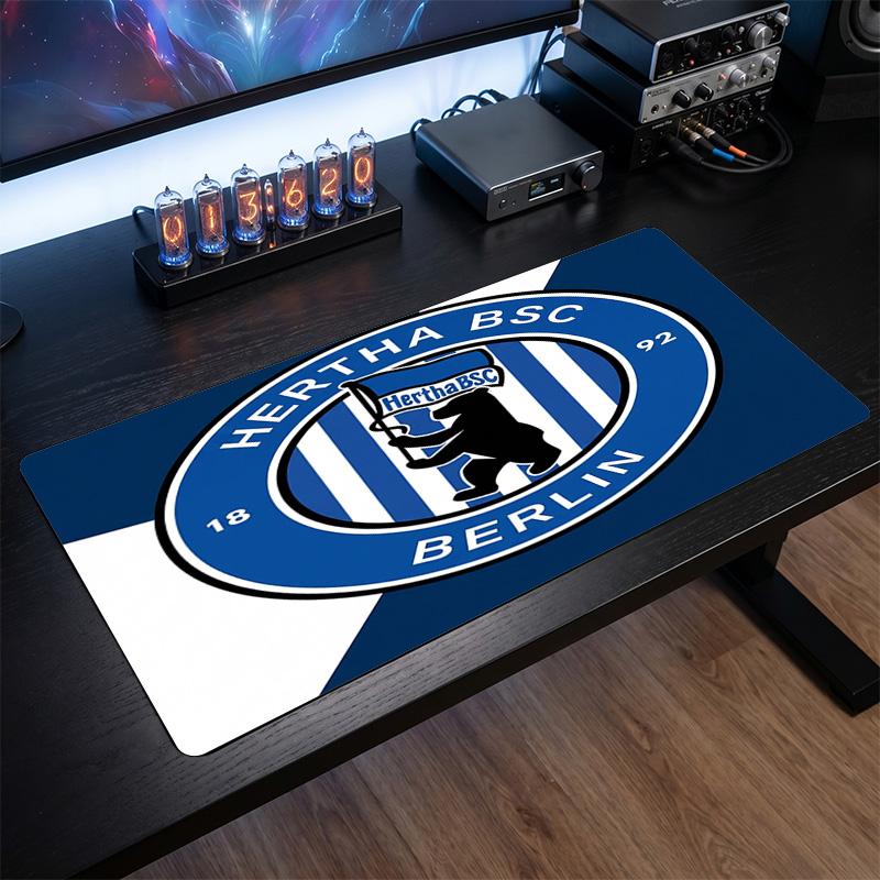 Tappetino per Mouse a Tema Hertha BSC FC, Tappetino XXL per Scrivania da Gioco con Logo Calcistico, Tappetino Antiscivolo per Mouse del Computer