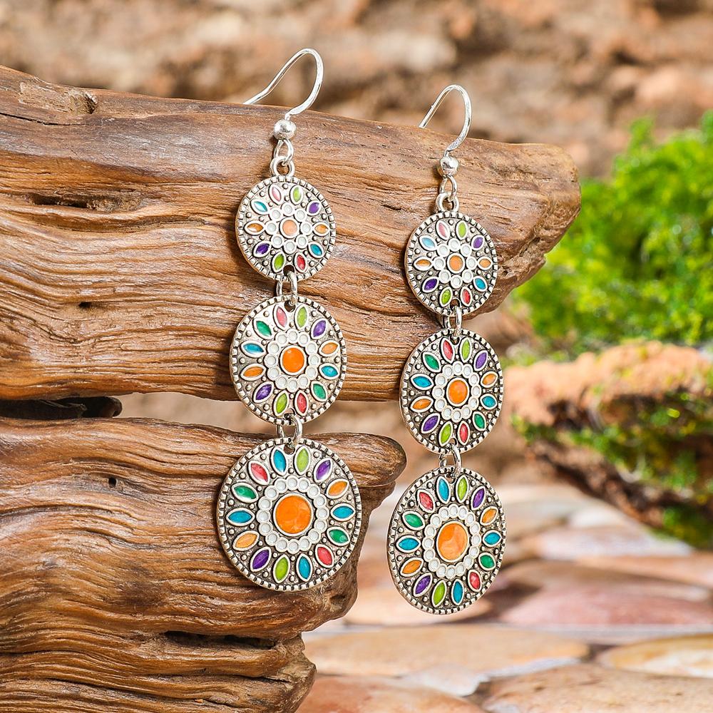 3 pary Vintage Kolczyki Wiszące dla Kobiet Geometryczne Okrągłe Wyraziste Kolczyki Boho Dekoracje na Imprezę Codzienne Noszenie Praca Randka Prezent Wszechstronne