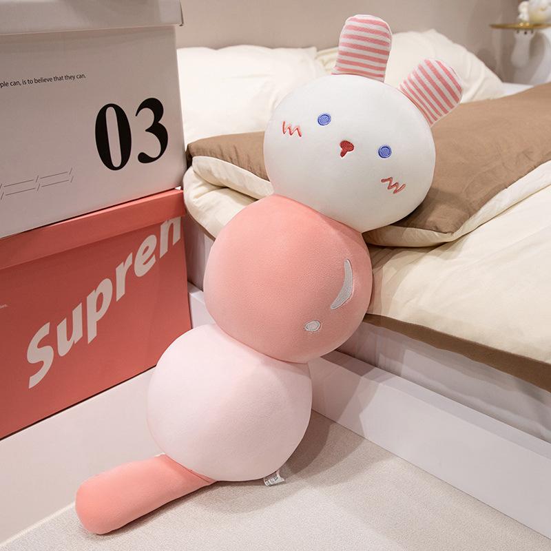 Creative cute candied gourd plush toy girl sleeping animal expression leg throw pillow children's doll