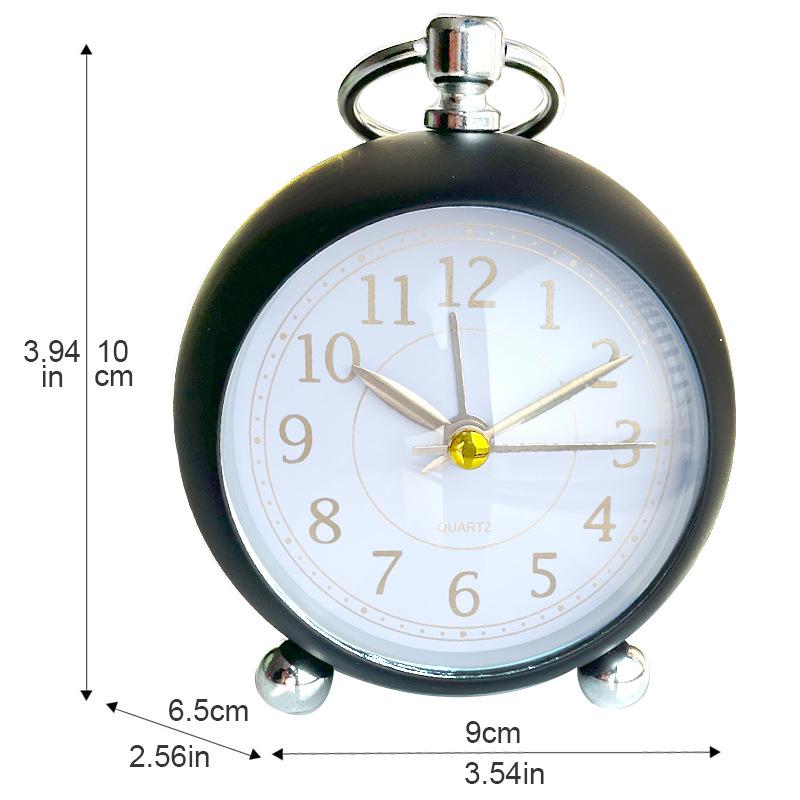 Silent Metal Alarm Clock with Night Light and Gold Stamped Spherical Face - Perfect for Students and Children.