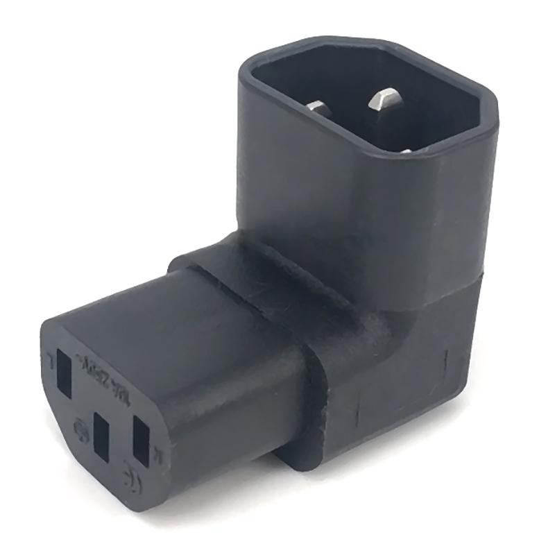 3pinový samec na samici prodlužovací 90 stupňů dolů nahoru úhel AC konvertor IEC 320 C14 na C13 levý pravý úhel AC adaptér IEC 320