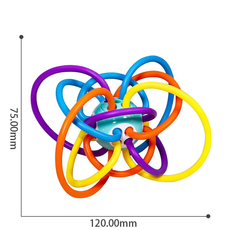 Soft Rubber Teething Rattle & Grasping Ball for Babies 0-12 Months