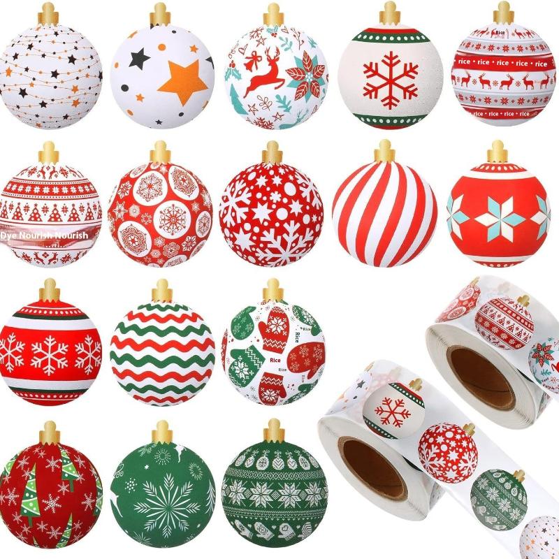 500Pcs/roll Party Christmas Gift Wrapping Label Cute Scrapbook Stationery Decals Round Transparent Christmas Snowman Sticker