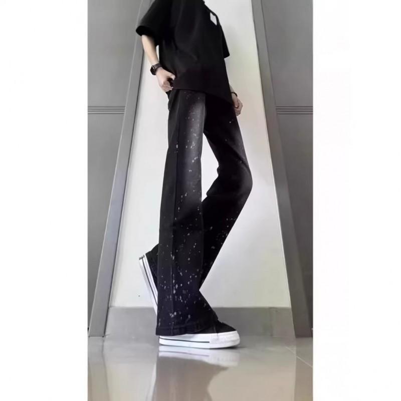 Mens Straight Leg Jeans High Street Vibe Distressed Washed Micro Flare 2025