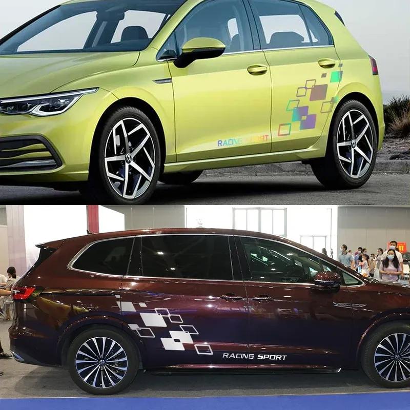Car Racing Lattices Sticker for Volkswagen-POLO Golf CC GTI-R LINE-R WRC-TSI Auto Body Side Door Decor Vinyl Decal DIY Sticker