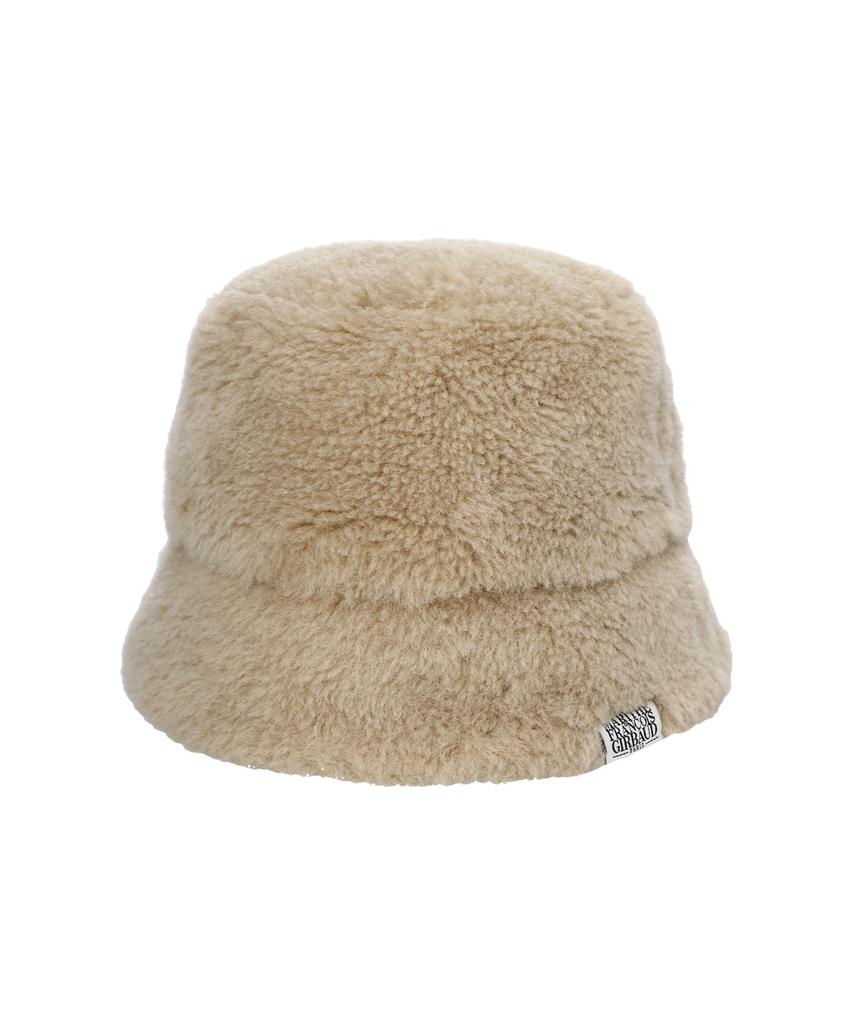 Malittepeulangsowajeobeo Classic Logo Fur Bucket Hat Beige