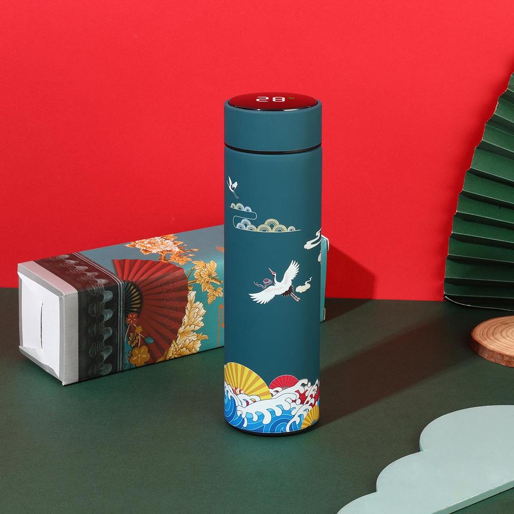 Chinese-Style Smart Insulated Water Cup with Temperature Display, Large Capacity, Customizable Logo, Business Gift