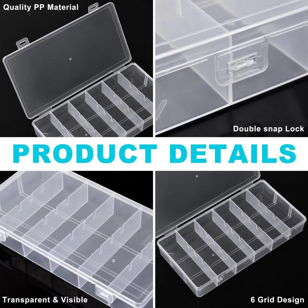 Snap Lid Eyelash Extension Storage Box 6-Compartment Storage Container  Glue Tweezers Tool
