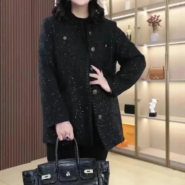 

2025 Spring High-End Light Luxury Slimming Casual Coat for Middle-Aged Women, Plus Size Available L (100-120 jin) чёрный