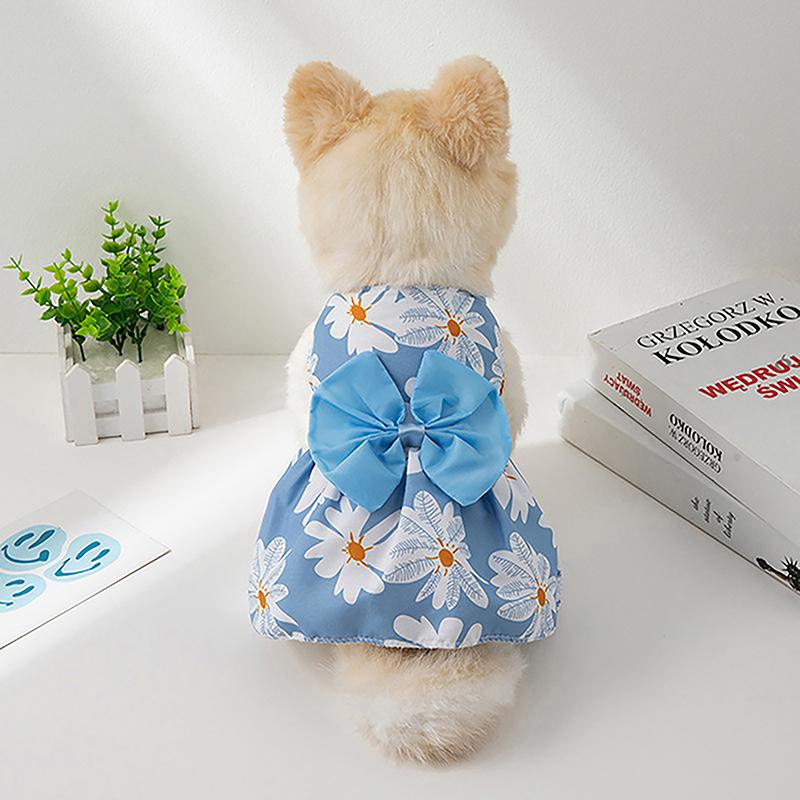 Hond Strik Bloemig Jurkje Schattig Zomer Ultra Dun Bloemige Fragmenten Patroon Teddy Bichon Hond Jurkje Zomer Huisdier Kleding Kat Kleding