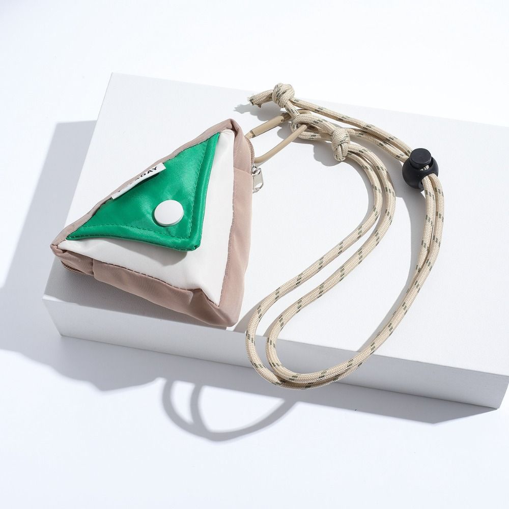 Dreieckige Münzbörse zum Aufhängen am Hals, Schlüsselaufbewahrungstasche, Lanyard, kontrastierende Farben, Brieftasche, Kopfhörertasche, Nylon, Tasche für kleine Gegenstände, Outdoor