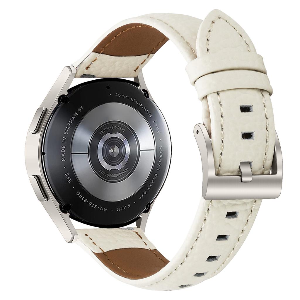 Litchi Textured Genuine Cow Leather Strap with Electroplated Buckle for Huami Amazfit Active 2 Square/Active 2/GTR Mini Pointed-End Watch Band