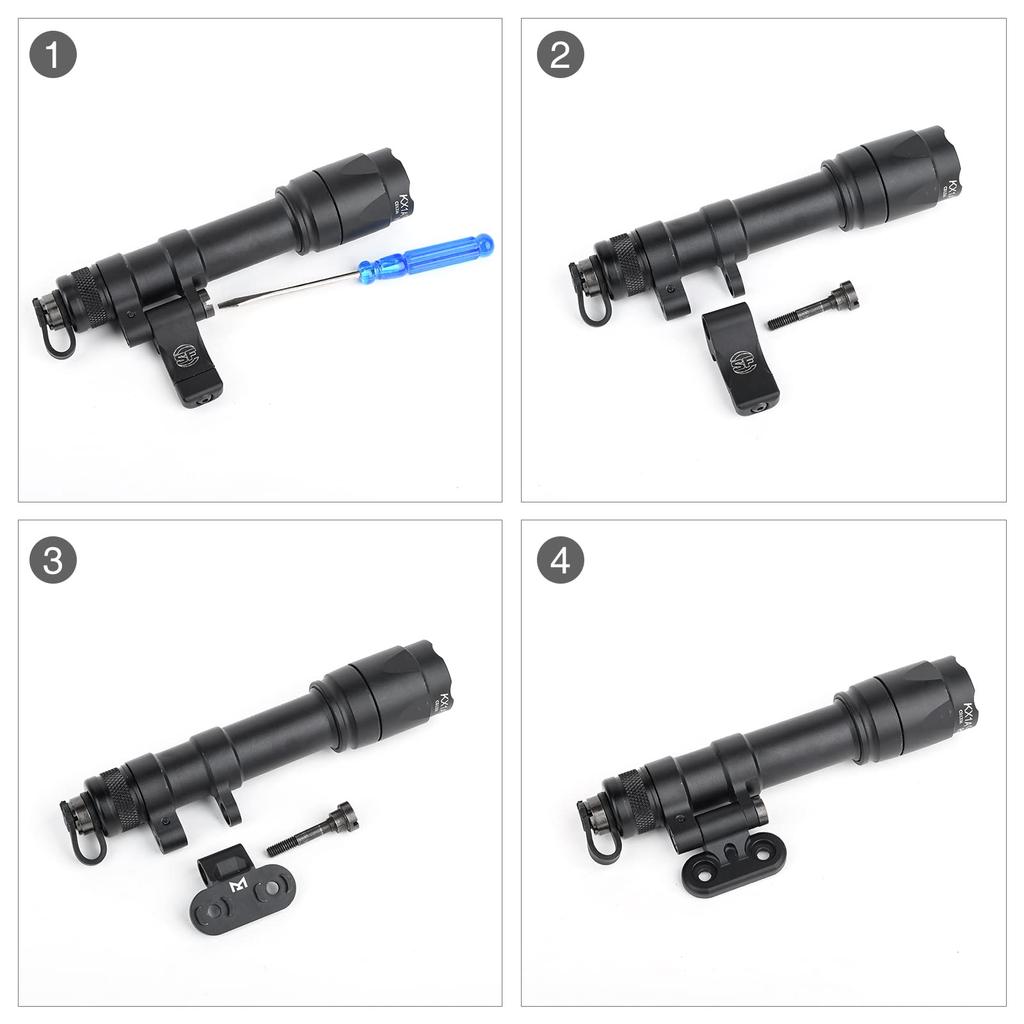 QIRUIMY SureFire M640C Type Scout Flashlight (with MLOK & 20mm Rail Mount), 800 Lumens, Airsoft Tactical Light with Remote & Push Switch, Black