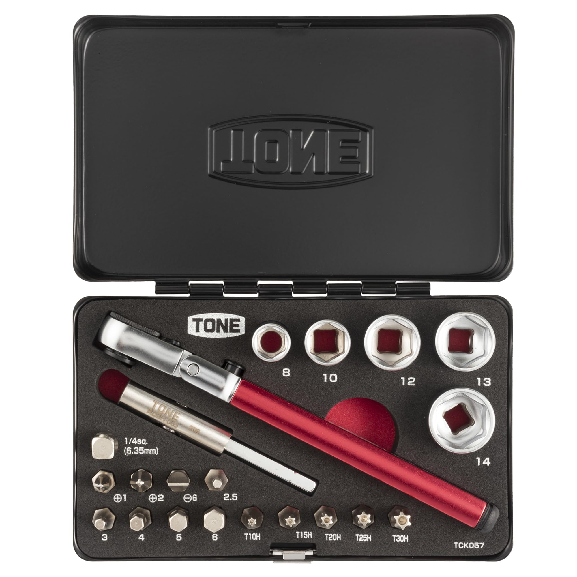 

Набор торцевых насадок TONE Black Bit Set & 6.35mm [1/4 ] L-MIX21920MBK 21 предмет