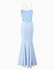 Elegant European & American Slim Lace-up Fishtail Jacquard Dress