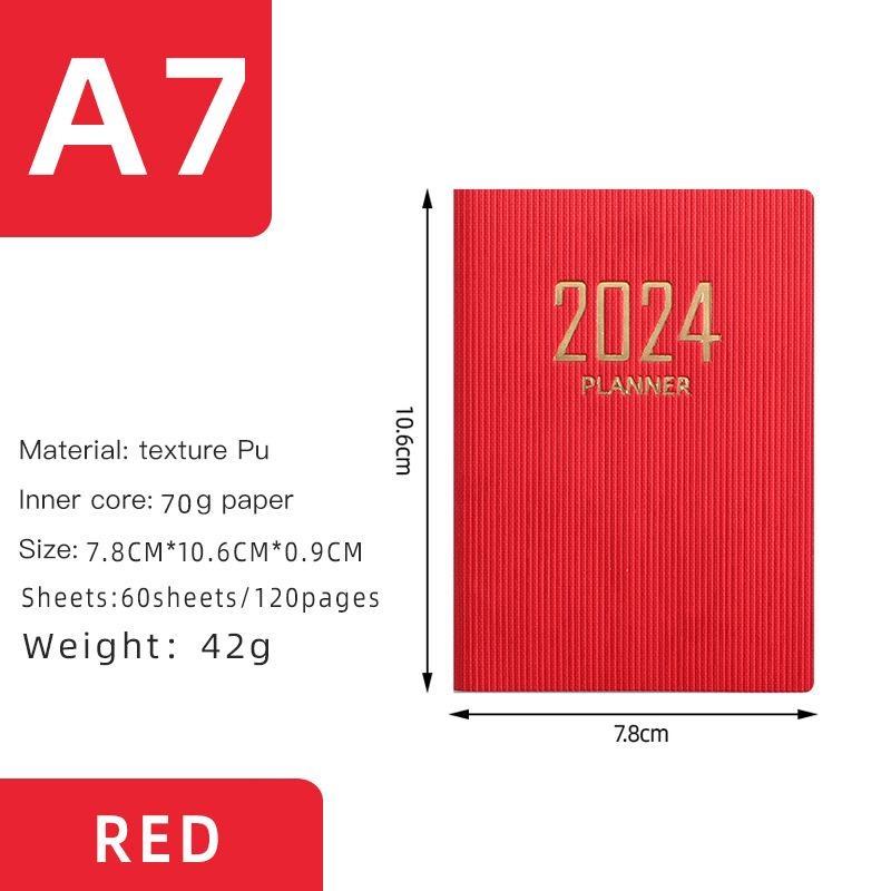 Handbuch 2024 Englisch Agenda Buch A7 Täglichen Planer Notebook Planer Tragbare Tasche Planer