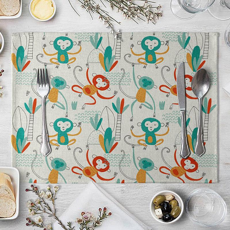 

Tiger Lion Place Mat Cartoon Animal Pattern Table Mat Creative Table Napkin For Wedding Kitchen Decor Marine Life Placemat 2pcs 30x45cm