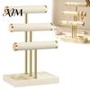 Multi-purpose Storage Rack 3 Tier Velvet Jewelry Organizer, T-shaped Holder for Bracelet, Organizer Stand Necklaces Rings, & Earrings, with