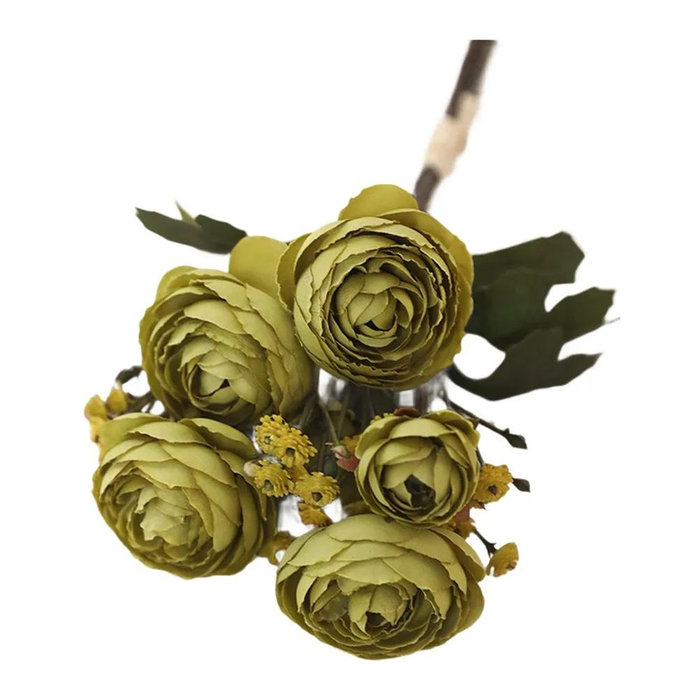 Искусственная Камелия Шелковая Ткань Камелия Букет Цветов DIY Свадебное Домашнее Украшение 32x12см Центральные Элементы Стола Детали Камелии