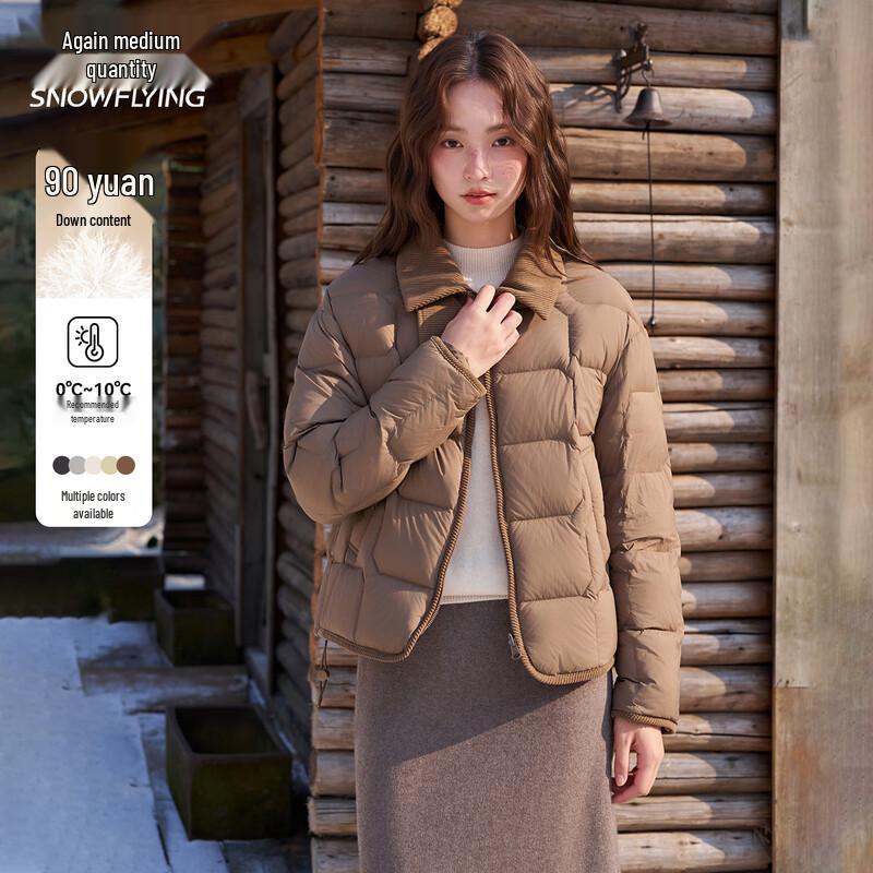 Женский легкий короткий пуховик с воротником-лацканом L