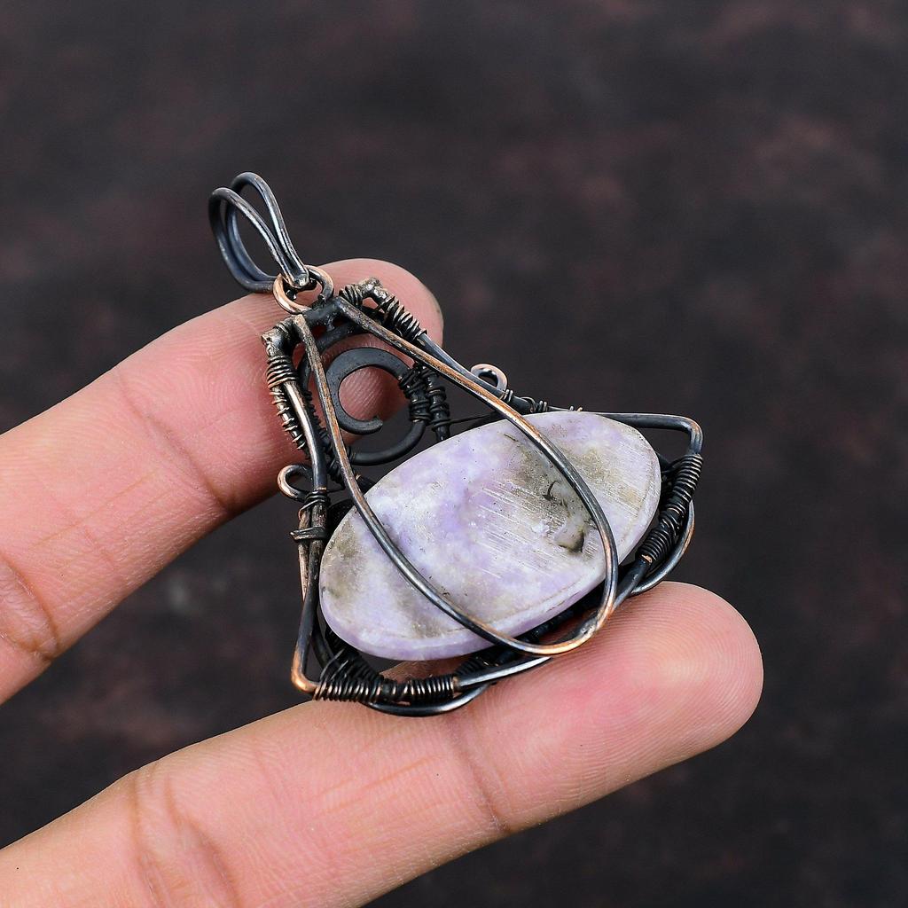 Lepidolite Pendant Copper Wire Wrapped Pendant Lepidolite Gemstone Jewelry Amazing Pendant Copper Jewelry Handmade Pendant Anniversary Gift