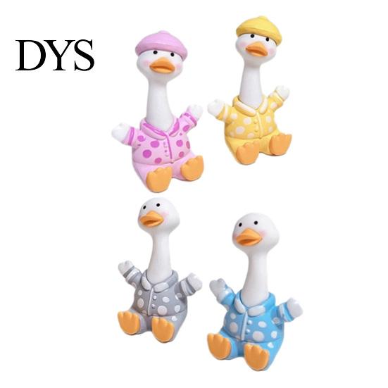Small Animal Decoration 4Pcs Mini Cartoon Duck Figurines, Cute Polka-dot Pajamas Statues, Multi-functional Car Accessory Macaron Ornaments for Console
