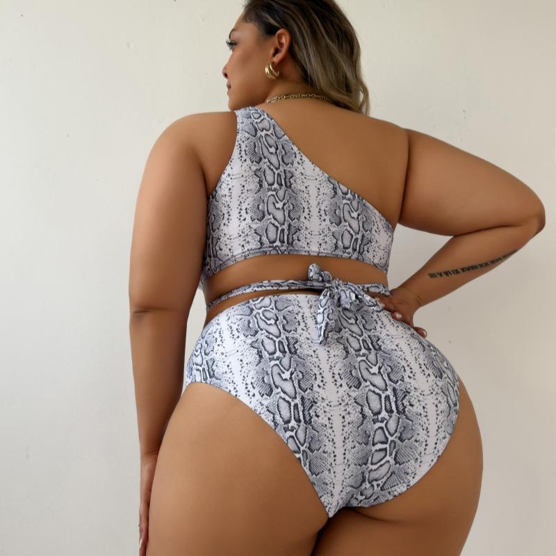 Shencai Plus Size Sexy Snake Print Bikini Swimsuit
