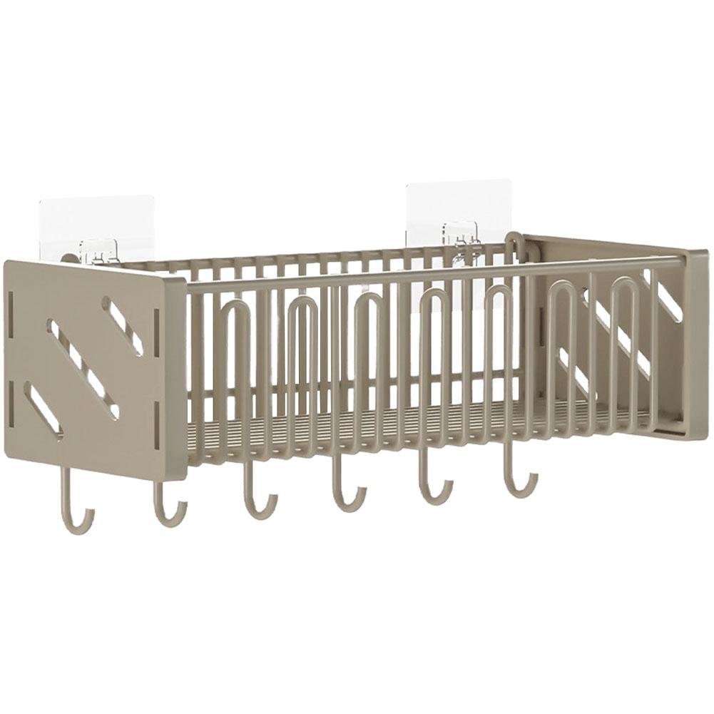 

Wall Mounted Fruits Vegetables Draining Basket Large Capacity Countertop Seasoning Rack Rustproof with Hooks for Home Kitchen M