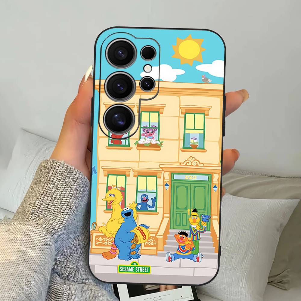 Cartoon S-Sesame S-Street Phone Case For Samsung S 24 Fe 25 Ultra Plus 20 Lite 21 30 22 23 24 22 Ultra 5G Fundas