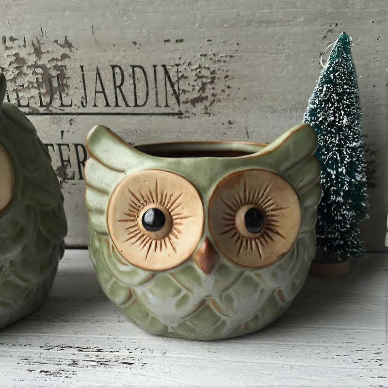 Ceramics Plants Pots Owl Decorative Ceramic Crafts for 1 Small Clay Pot