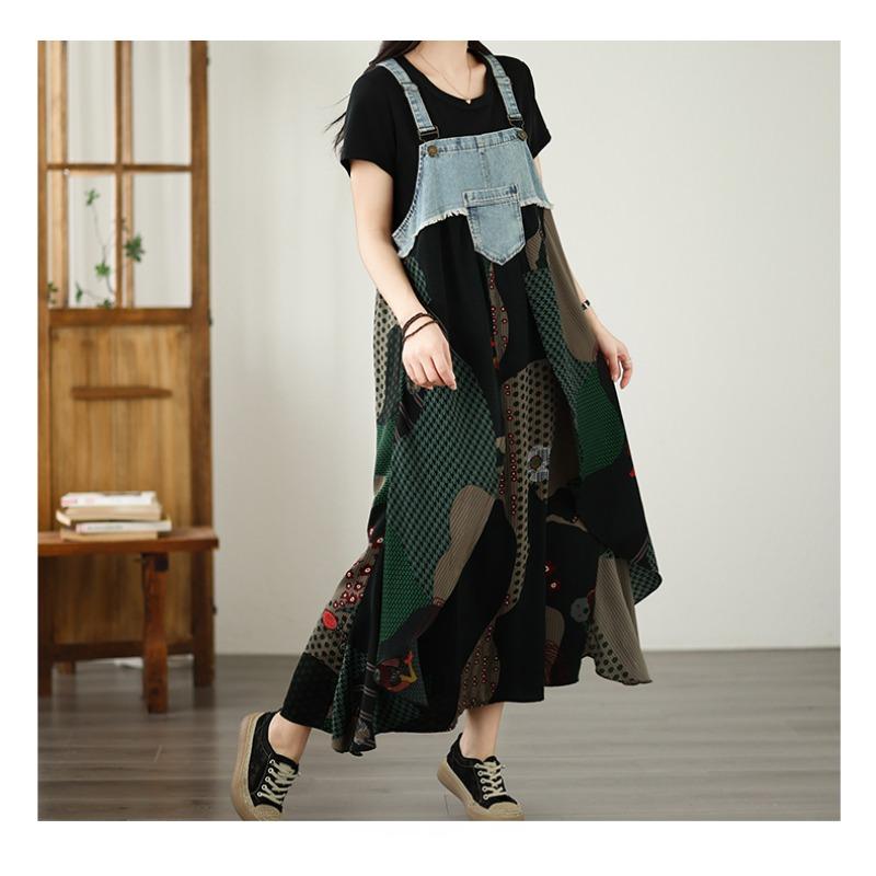 DIMANAF 2026 Plus Size Summer Chiffon Dress Denim Elegant Lady Sundress Floral Women  Long Dress Casual Sleeveless Lace Cotton