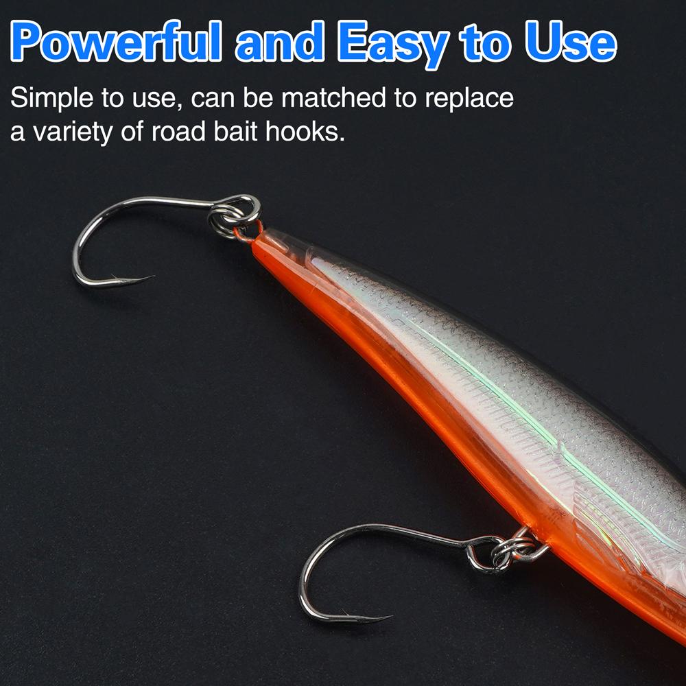 50Pcs Inline Single Hooks Replacement Fishing Barbed Hooks for Fishing Spoon Spinner Lures Baits Inline Circle Hooks