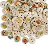 100pcs Mixed Color Decorative Wooden Buttons 2 Holes Mixed Printing Buttons  DIY Projects