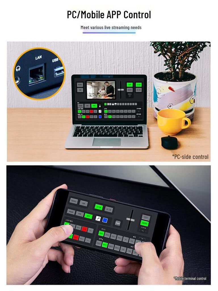 FEELWORLD L4 8" Switcher with 10.1" Touchscreen, HDMI & SDI for Multi-Camera Live Streaming