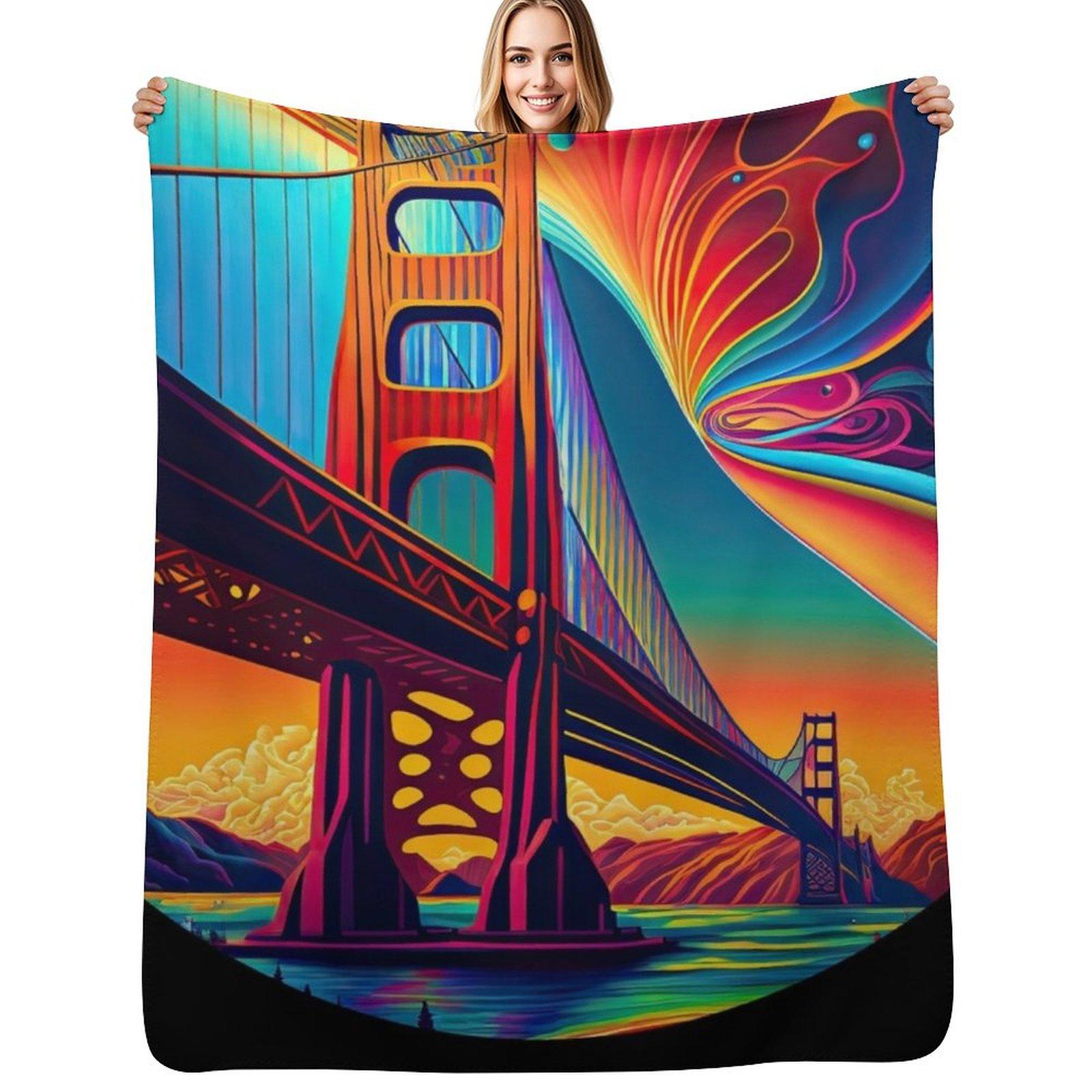 

Golden Gate Bridge v2 Throw Blanket Fluffy Cozy Throw Blanket for Home Decor 102x76cm(40x30in)
