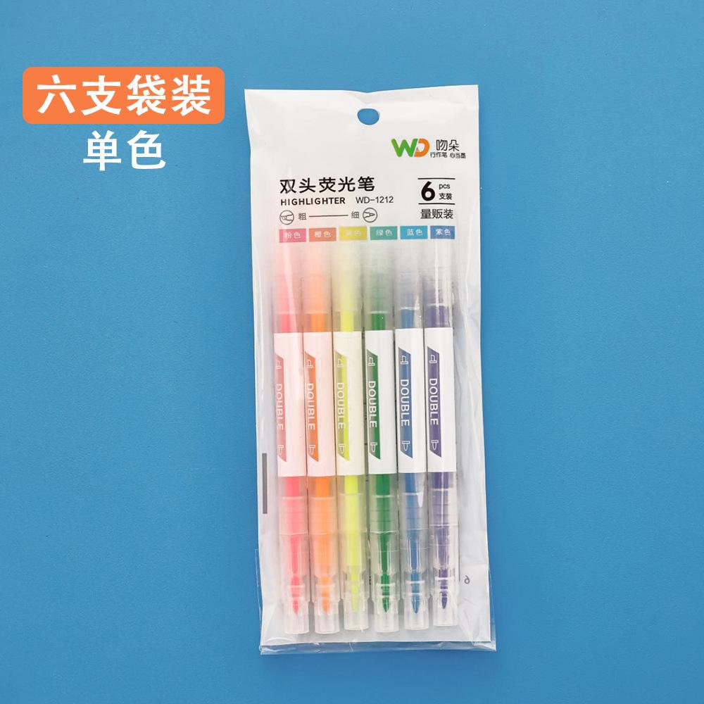 Fournitures de bureau et scolaires Stylo Marqueur Créatif Double Tête Deux Couleurs Lot de 6 Stylo Marqueurs de Phrases pour Étudiants Kawaii Papeterie