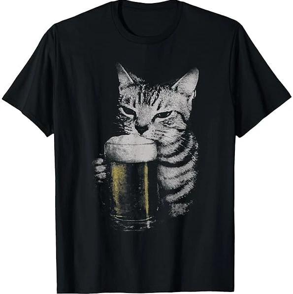 Cat Beer Y2k Vintage 90s Shirt, Funny Cats Meme T-Shirt 4XL