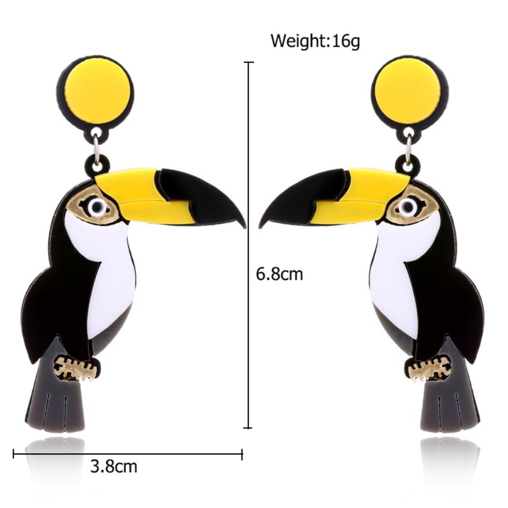 Japanese, Korean, European and American Exaggerated Personality Earrings Punk Hip-hop Acrylic Parrot Earrings
