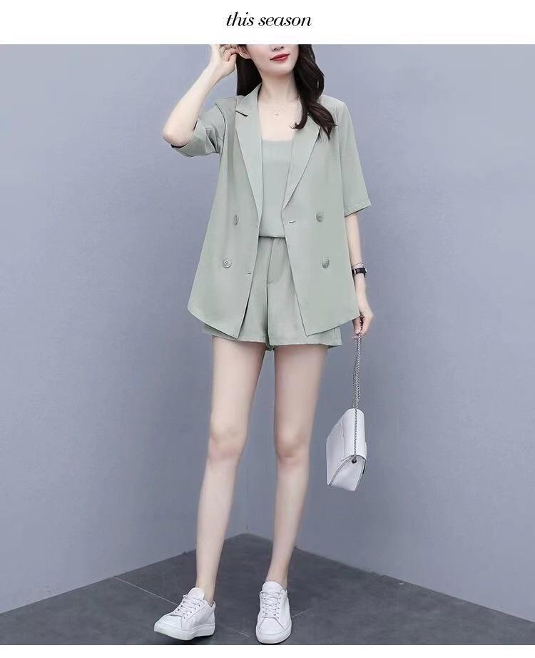 2024 Plus Size Summer Fashion 3-Piece Set: Stylish, Belly-Concealing Shorts Suit for Women