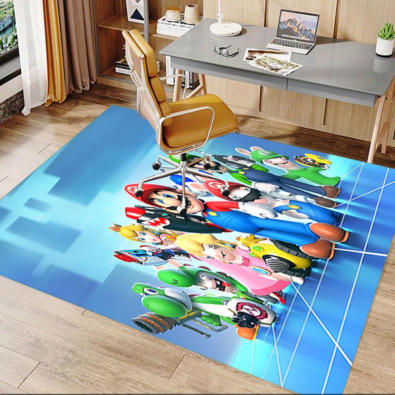 1pc Super Mario Bros Team Carpet for Playroom Bedroom Living Room Sofa Home Decor,kids Game Area Rug Non-slip Floor Mat Y72914