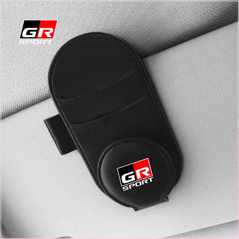 Leather Car Glasses Clip Sun Visor Multi-function Sunglasses Clip for TOYOTA TRD GR Chr Corolla Yaris Rav4 E150 E120 Land Cruiser